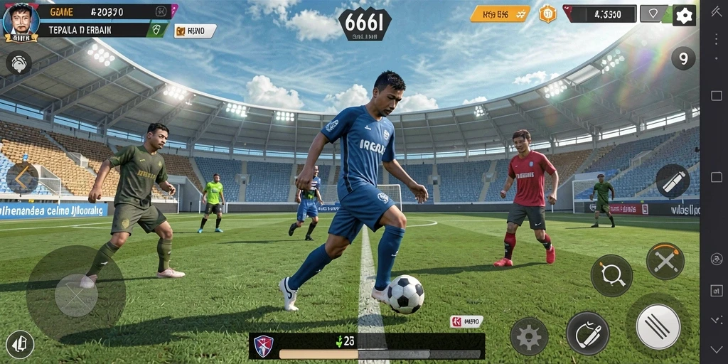 Gameplay seru dalam 666I dengan aksi sepak bola menegangkan.
