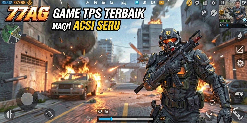 Gameplay seru dari 77AG dengan aksi tembak-menembak yang intens.