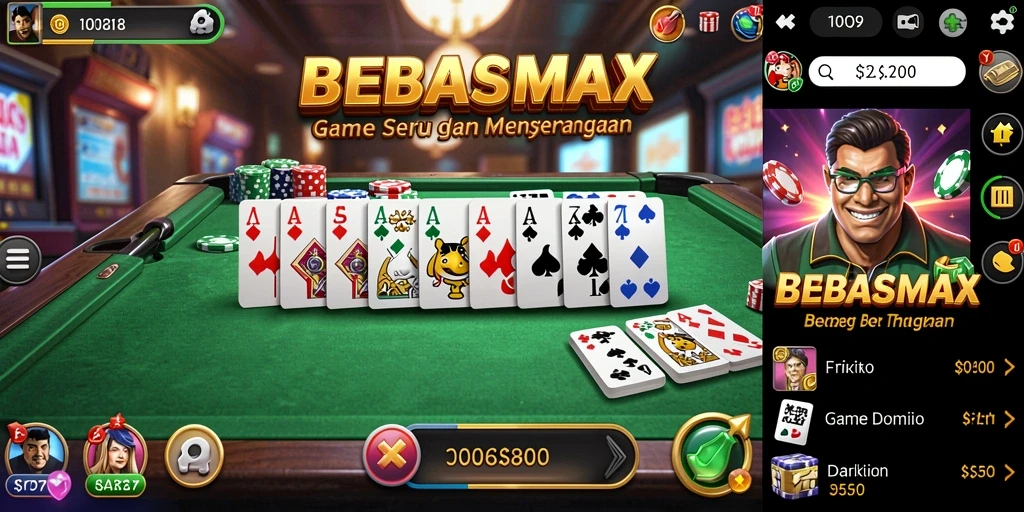 Tampilan gameplay Domino yang seru dan interaktif di BEBASMAX.