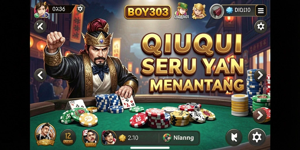 Screenshot utama BOY303 menampilkan momen intens dalam permainan QiuQiu.