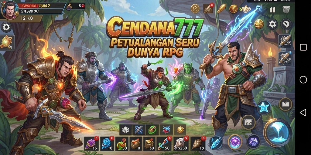 Tampilan gameplay seru dari CENDANA777 dengan pertarungan RPG yang mendebarkan.