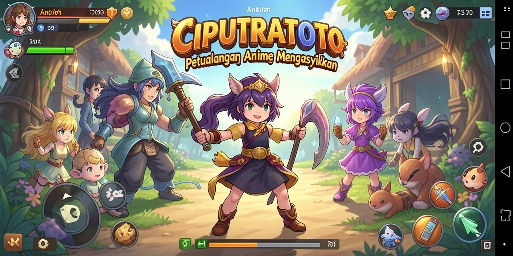 Tampilan utama gameplay CIPUTRATOTO dengan karakter anime yang menarik.
