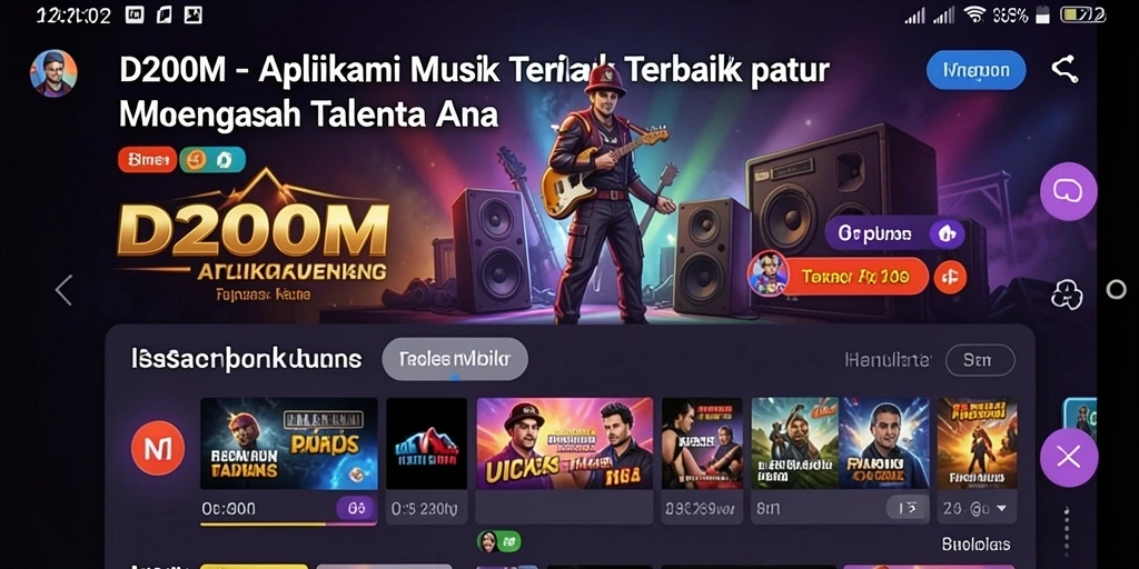 Tampilan utama gameplay D200M dengan berbagai instrumen musik.