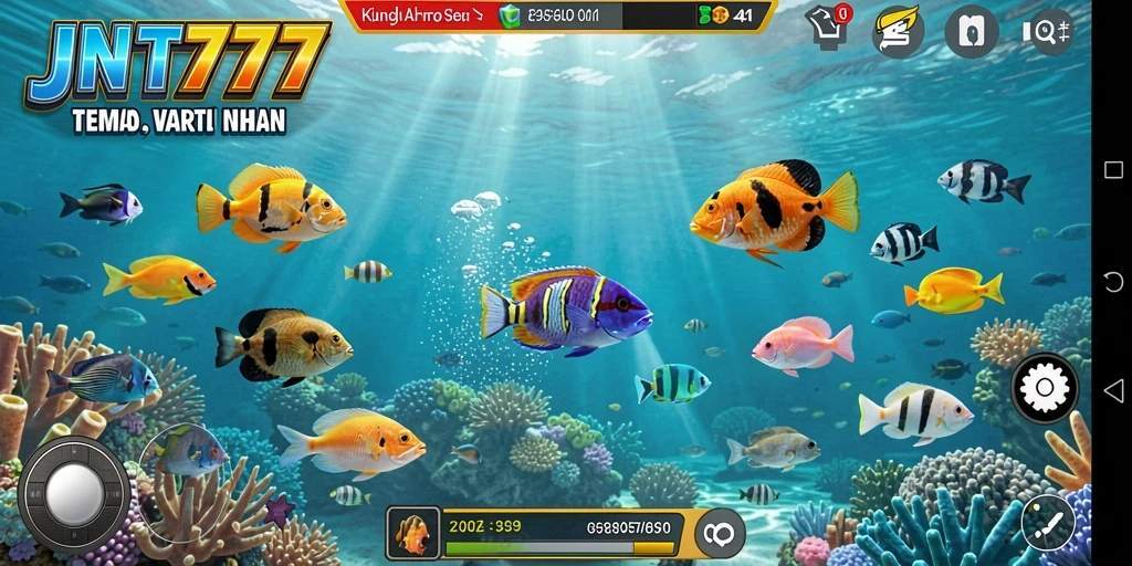 Tangkapan layar JNT777 menampilkan aksi menembak ikan yang mendebarkan.
