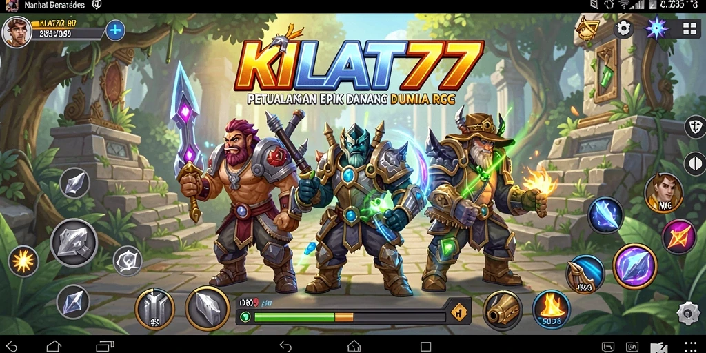 Tampilan gameplay KILAT77 yang penuh aksi dan petualangan RPG.