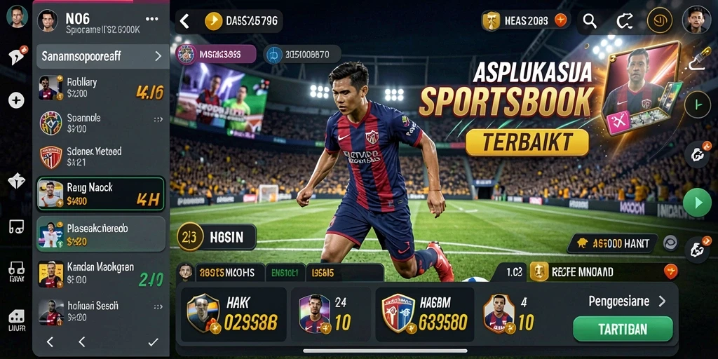 Screenshot N06 menampilkan antarmuka pengguna aplikasi Sportsbook.