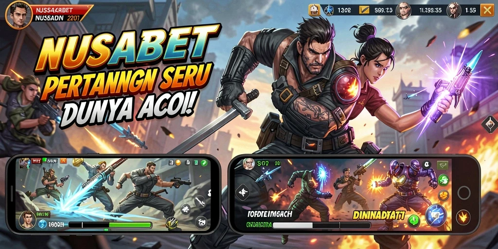 Screenshot NUSABET menunjukkan pertarungan seru antara karakter dalam gameplay.