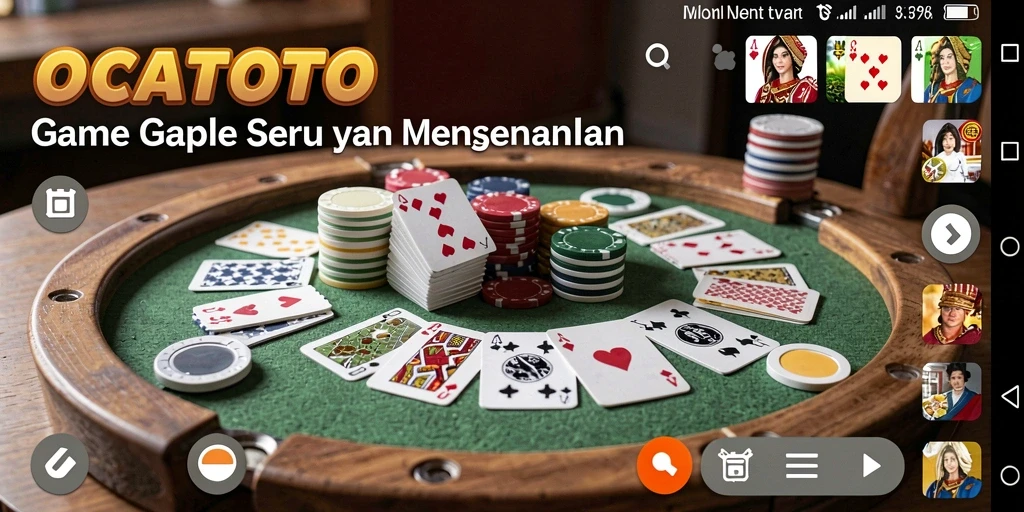 Tampilan game OCATOTO dengan suasana gaple yang seru.