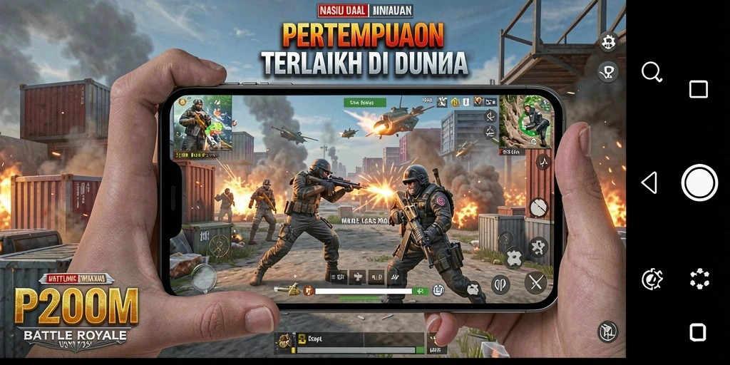 Tampilan aksi mendebarkan dari gameplay P200M Battle Royale.