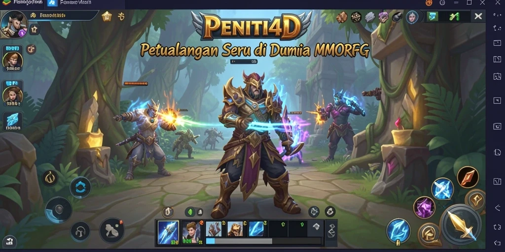 Screenshot gameplay PENITI4D yang menunjukkan pertempuran seru di dunia MMORPG.