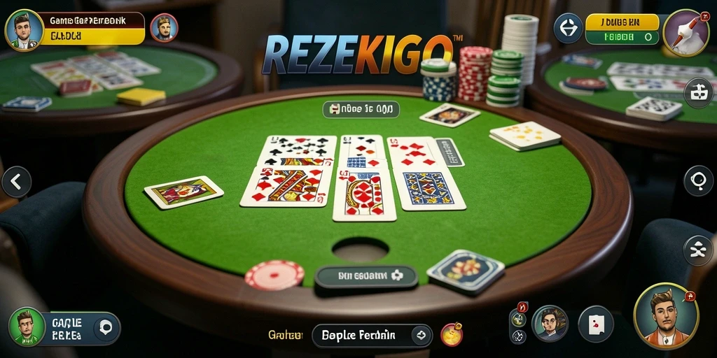 Tampilan gameplay seru dalam permainan Gaple REZEKIGO.