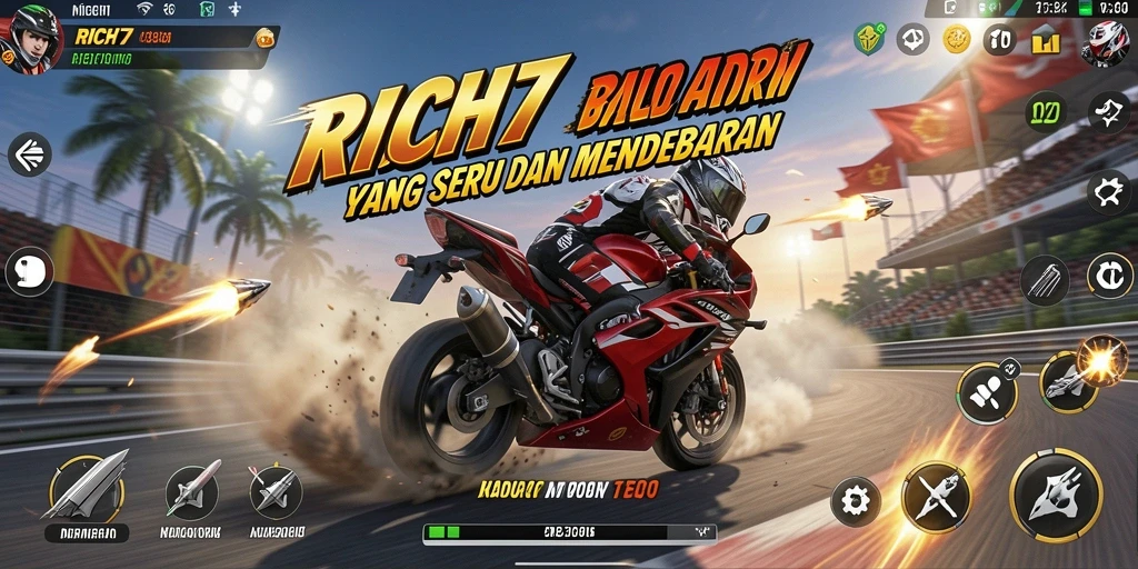 Screenshot RICH7 menampilkan aksi balapan motor yang mendebarkan dan penuh tantangan.