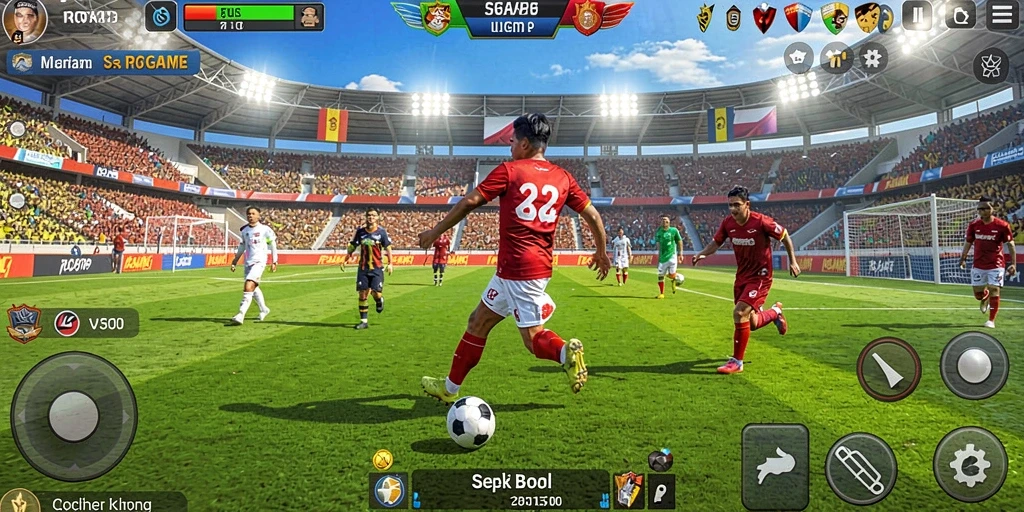 Tampilan gameplay RPGAME yang menarik saat pertandingan sepak bola.