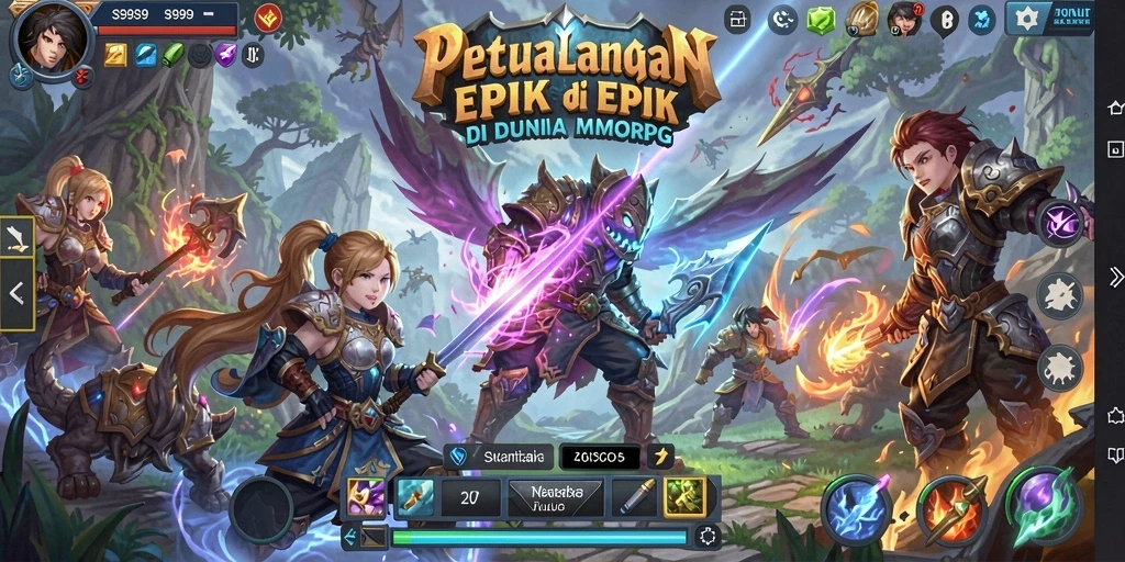 Screenshot menunjukkan pertempuran epik dalam gameplay MMORPG S9S9.