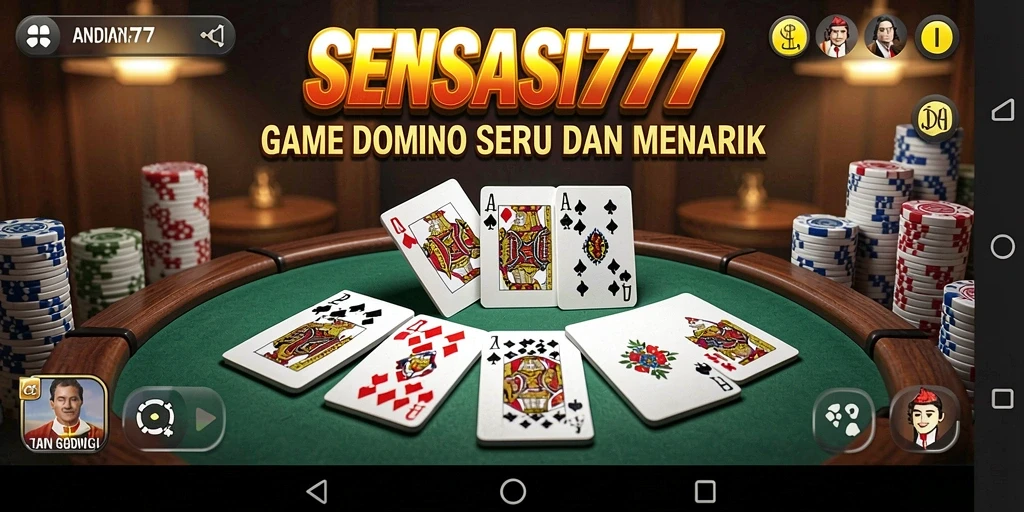 Screenshot utama SENSASI777 menampilkan aksi seru dalam permainan Domino.