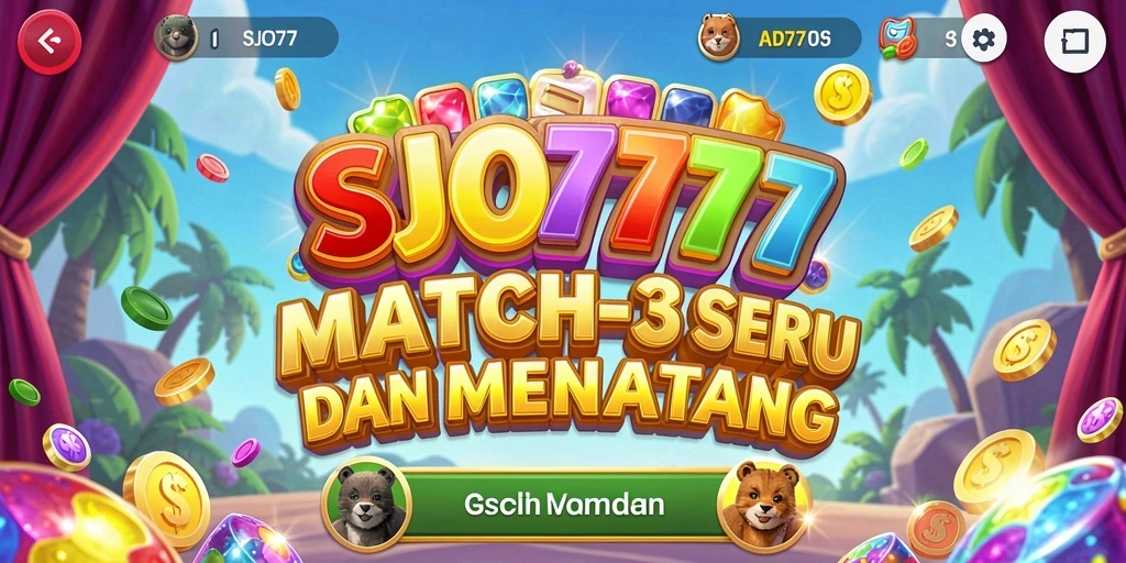 Tampilan seru gameplay SJO777 dengan grafis Match-3 yang menawan.