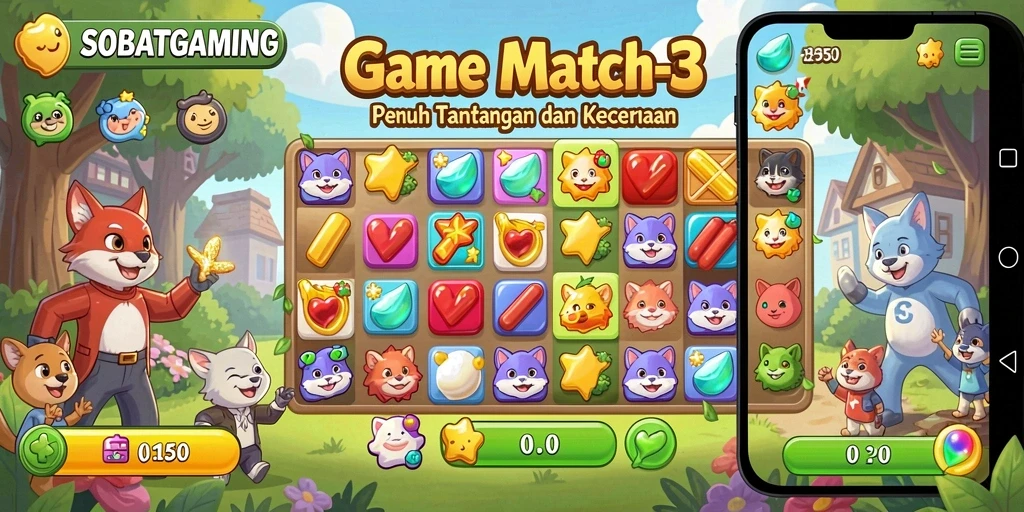 Tampilan gameplay seru di SOBATGAMING dengan warna-warni cerah.