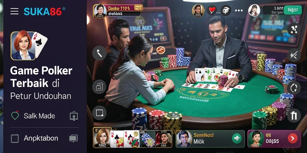Tampilan screenshot utama SUKA86 menampilkan gameplay seru Poker dengan para pemain yang bersemangat.