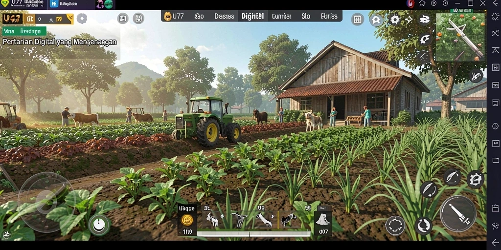 Tangkapan layar UT77 menampilkan gameplay pertanian yang seru dan interaktif.