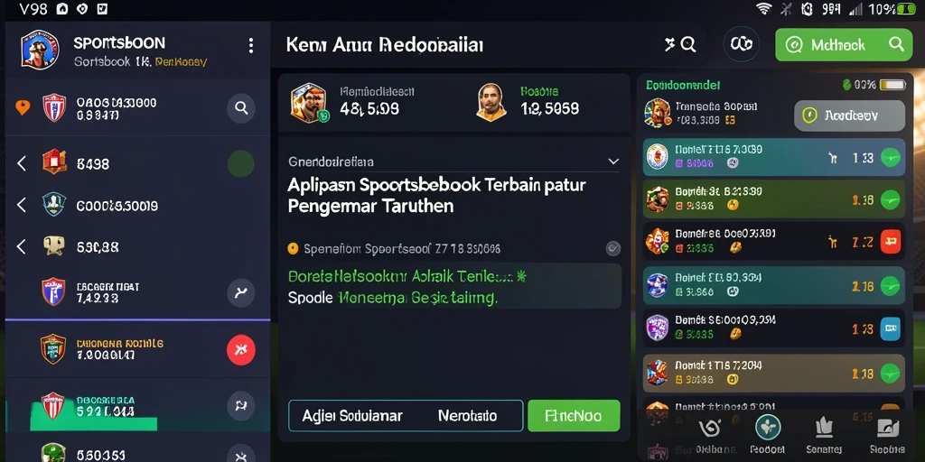 Tampilan gameplay Sportsbook yang menarik dari aplikasi V98.