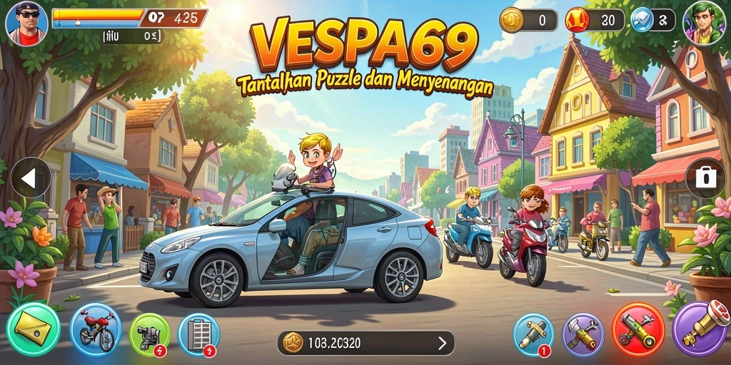 Tampilan gameplay VESPA69 yang seru dan penuh tantangan puzzle.