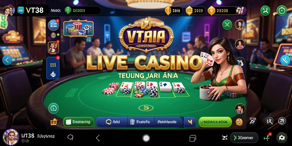Menampilkan gameplay seru dengan dealer langsung dan interaksi pemain.