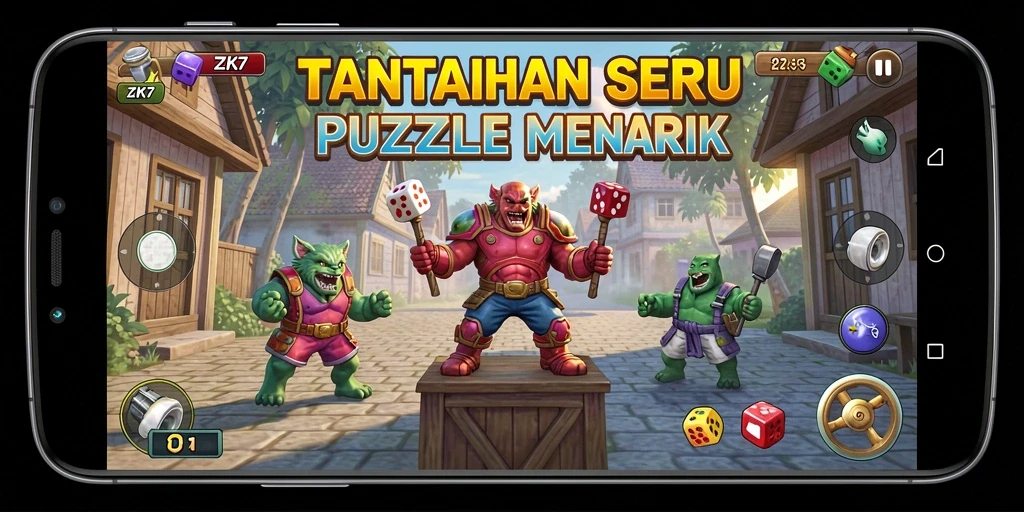 Tangkapan layar gameplay ZK7 menunjukkan tantangan puzzle yang seru.