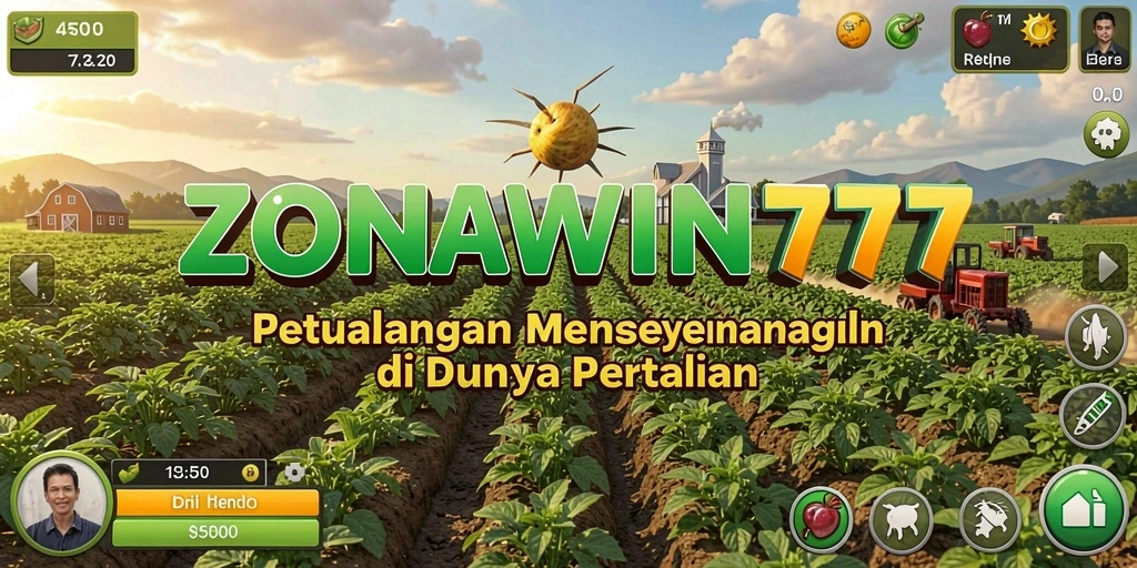 Tangkapan layar ZONAWIN777 menampilkan aktivitas bertani yang seru dan interaktif.